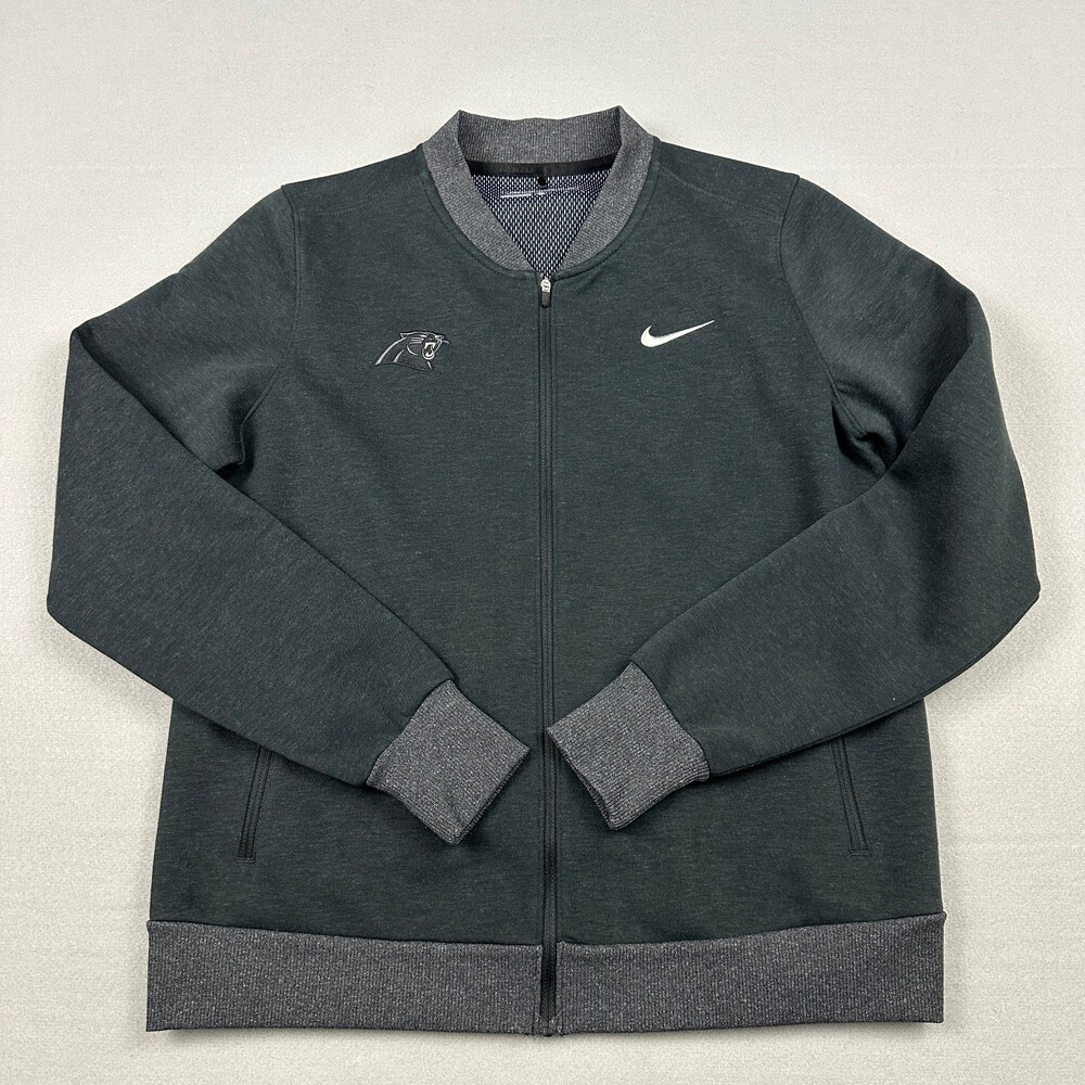 Carolina Panthers Jacket Women Large Gray Nike Swoosh Full Zip Bomber NFL L